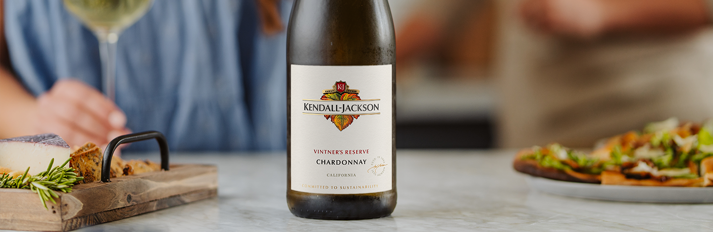 Close up of Kendall-Jackson Vintner's Reserve Chardonnay.